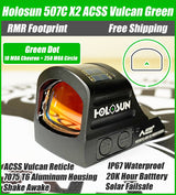 Holosun 507C X2 Green Dot ACSS Vulcan Reticle, RMR Footprint, Solar Failsafe - HE507C-GR-X2-ACSS