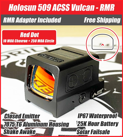 Holosun 509 ACSS Vulcan Red Dot w/ RMR Mounting Plate - HE509-RD-ACSS-R