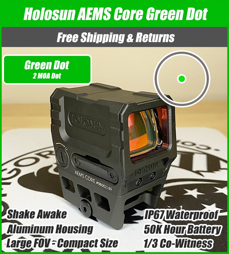 Holosun AEMS Core 120101 Green Dot 2MOA Dot - AEMS-CORE-120101