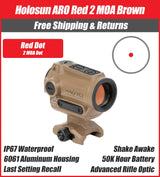 Holosun Brown ARO Red 2MOA Dot Only Reticle 22mm Housing, Shake Awake, 1/3 Co-Witness - ARO-RD2-BRN