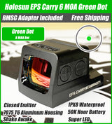 Holosun EPS Carry 6 MOA Green Dot, K Series Footprint (Modified RMSc), RMSc Adapter Plate Included, Side Battery - EPS-CARRY-GR-6