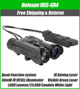 Holosun IRIS 4 Quad Function Laser & IR Illuminator – Green/Red VIS Laser, IR Laser, IR Illuminator, 1,000 Lumen White Light, Remote Switch - Fits Picatinny - IRIS-GR4, IRIS-RD4