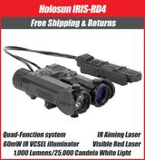 Holosun IRIS 4 Quad Function Laser & IR Illuminator – Green/Red VIS Laser, IR Laser, IR Illuminator, 1,000 Lumen White Light, Remote Switch - Fits Picatinny - IRIS-GR4, IRIS-RD4
