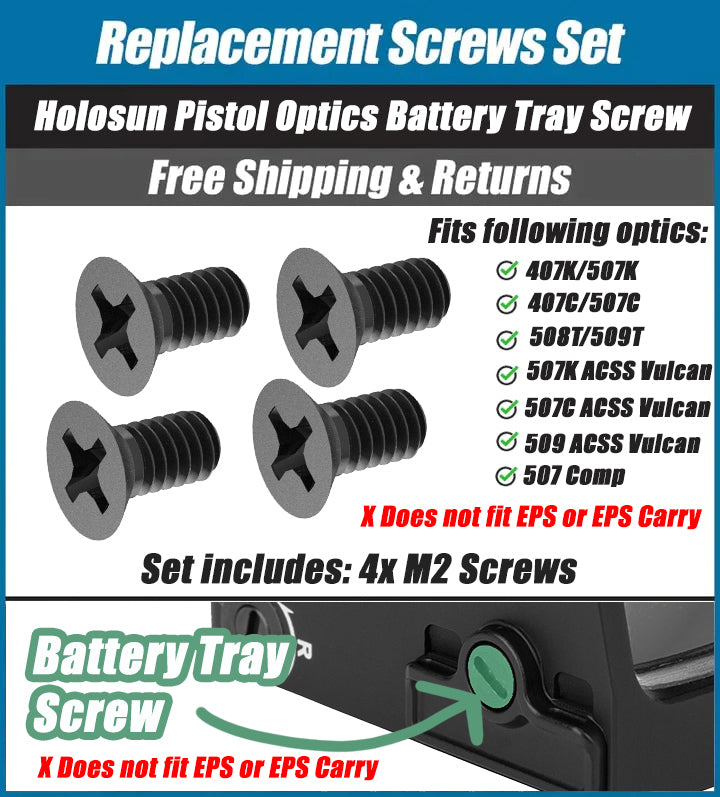 Holosun Pistol Optic Battery Tray Screw (DOES NOT FIT EPS or EPS