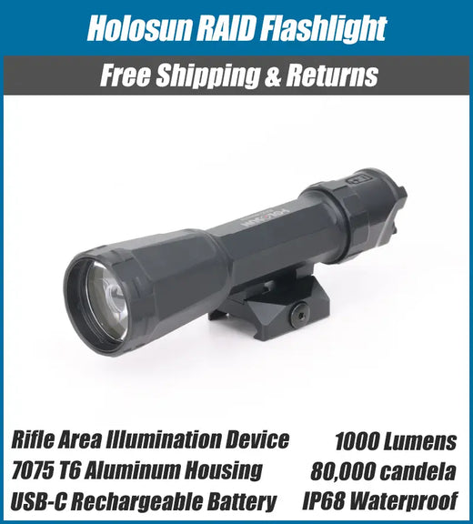 Holosun RAID Flashlight 1000 Lumens/80000 Candela, Pressure Switch