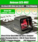 Holosun SCS MOS Green Dot Sight, MRS Reticle, Fits Glock MOS Slides (Not 43X/48), Solar Recharging Battery, Grade 5 Titanium Housing- SCS-M-GR