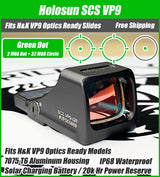 Holosun SCS VP9, 20k Hr Power Reserve, Solar Recharging Battery, MRS Reticle, 32 MOA Circle & 2 MOA Green Dot, Fits H&K VP9 Optics Ready Slide - SCS-VP9-GR