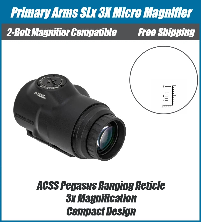 Primary Arms SLx 3X Micro Magnifier -21mm Objective Lens - ACSS