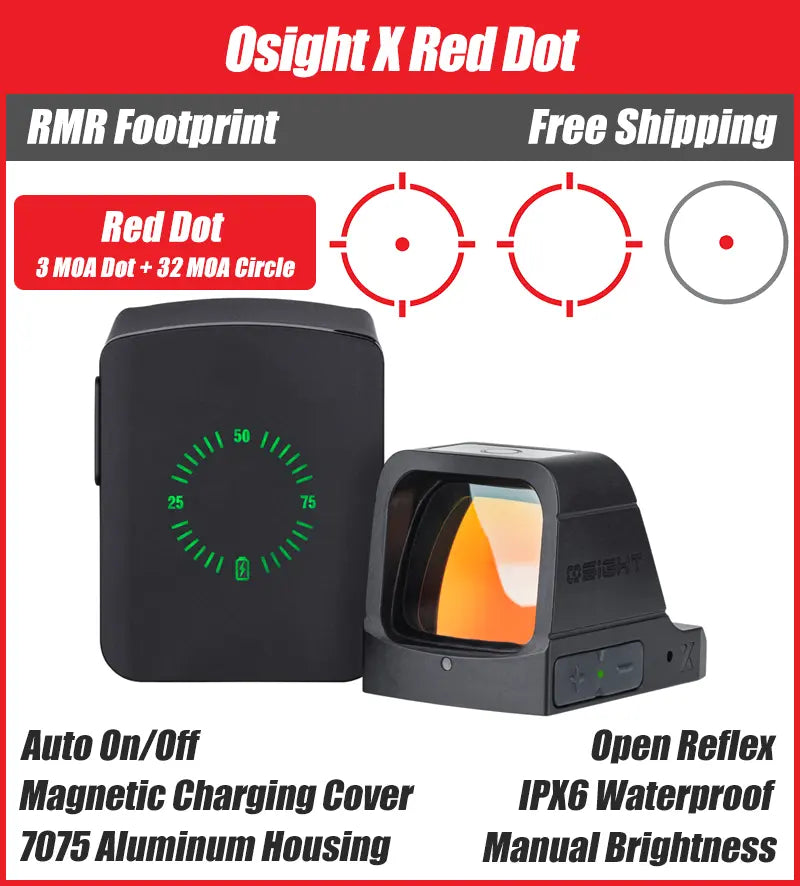 Osight X Red Dot - 32 MOA Circle + 3 MOA - RMR Footprint – Freedom Osight X Red Dot - 32 MOA Circle + 3 MOA - RMR Footprint – Freedom