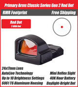 Primary Arms Classic  Series Gen 2 with Autolive - 24mm Mini Reflex Sight - 3 MOA Red Dot Optic - RMR Footprint- PA-CLX-MRS-G2