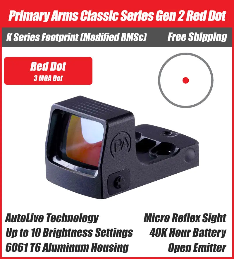 Primary Arms Classic Series Gen 2 with Autolive - 21mm Micro Reflex Sight - RMSc Footprint - PA-CLX-MRSC-G2