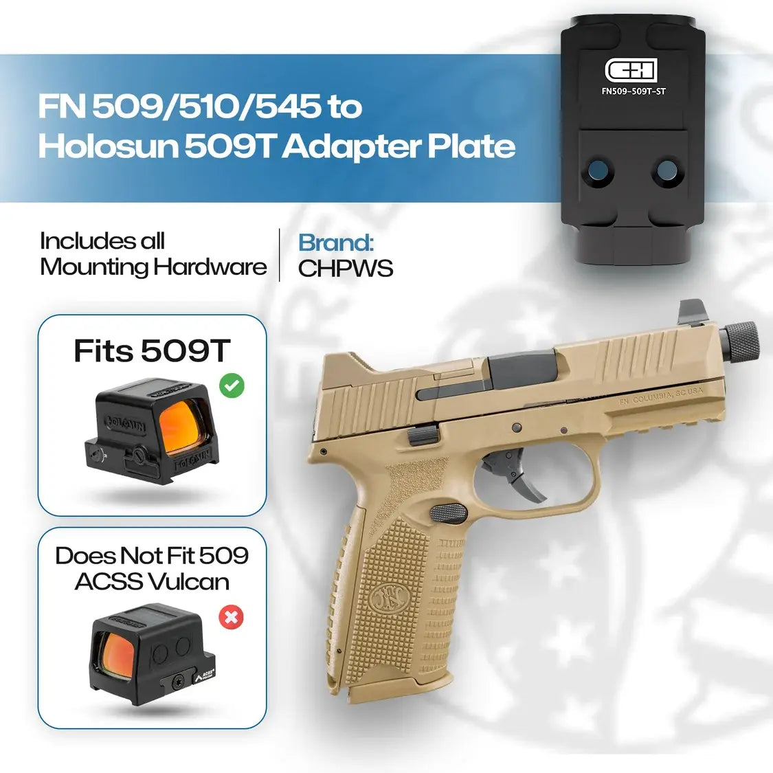 FN 509/510/545 to Holosun 509T Adapter Plate - CHPWS