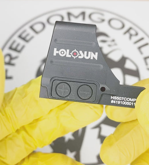 Holosun 407 COMP Green, Huge Competition Window, RMR Footprint, 6 MOA Green Dot, Side Battery - HE407COMP-GR6