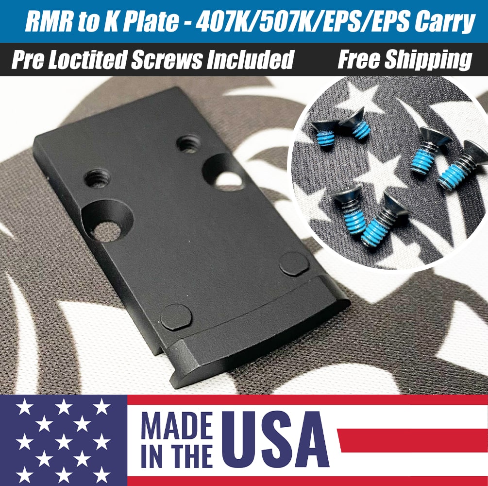 TSA RMR To RMSc Adapter Plate – Black Aluminum – Fits RMR Cut Slides For Holosun 407K, 507K, Romeo Zero