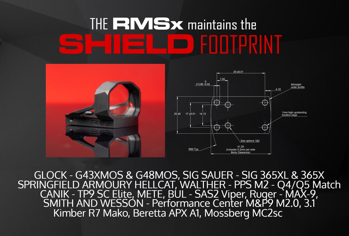 Shield Sights RMSx – Reflex Mini Sight XL Lens – 65ring & 2MOA – Glass Lens Edition - RMSX-65-2MOA-GLASS