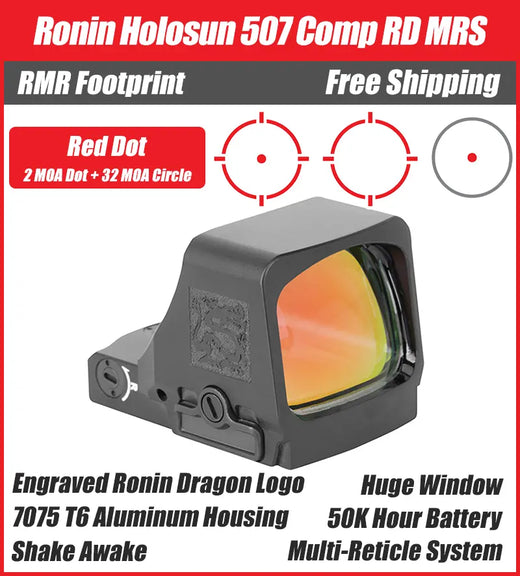 Holosun 507 Comp - Ronin Series - Red Dot - Green Dot - Engraved Ronin Dragon Logo