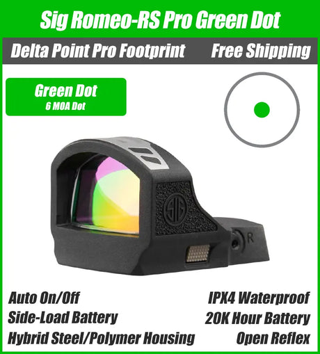 Sig Sauer Romeo RS Pro Green Dot, DPP Footprint, Black Housing