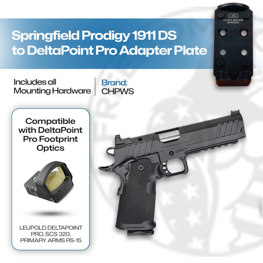 CHPWS Springfield Prodigy to Leupold DeltaPoint Pro AOS Adapter Plate with Rear Sight - AOS-DPP-RSR