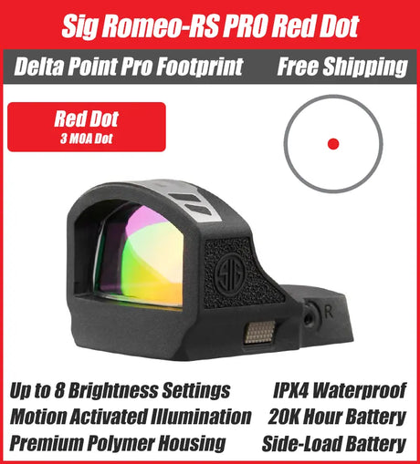 Sig Sauer ROMEO-RS Pro (DPP - DeltaPoint Pro) Red Dot - Circle Dot or 3/6MOA Dot