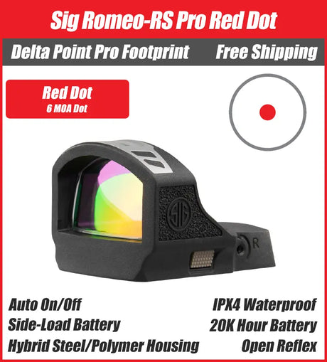 Sig Sauer ROMEO-RS Pro (DPP - DeltaPoint Pro) Red Dot - Circle Dot or 3/6MOA Dot