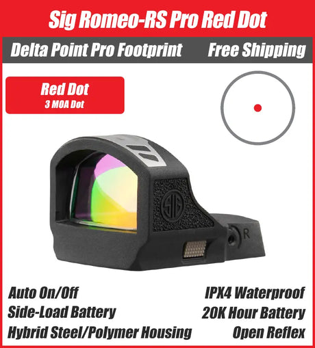 Sig Sauer ROMEO-RS Pro (DPP - DeltaPoint Pro) Red Dot - Circle Dot or 3/6MOA Dot