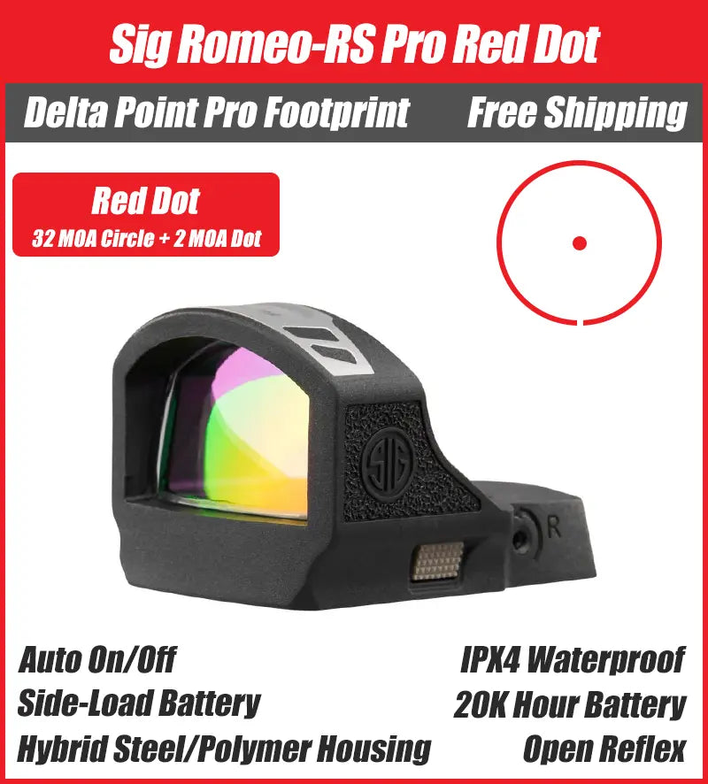 Sig Sauer ROMEO-RS Pro (DPP - DeltaPoint Pro) Red Dot - Circle Dot or 3/6MOA Dot