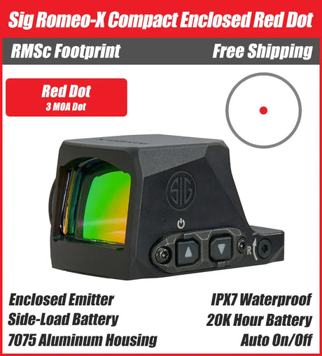 SIG ROMEO-X Compact Enclosed Emitter Red Dot - 3MOA, 6MOA, Circle Dot - RMSc Footprint - SORX1400, SORX1430, SORX1460