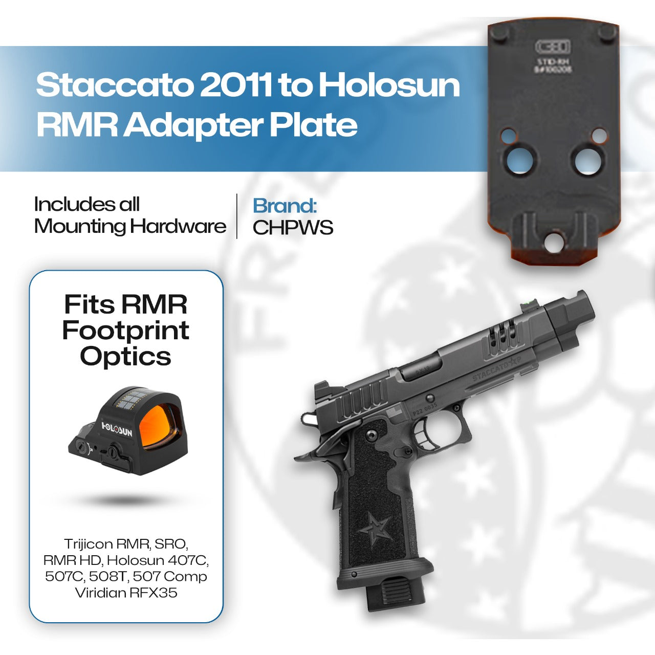 Staccato 2011 to RMR/Holosun 407C/507C/508C/508T Adapter Plate - CHPWS - STID-RH