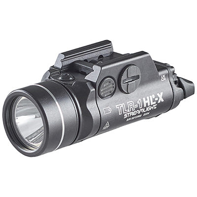 Streamlight TLR-1 HL-X, 1500 Lumens Pistol Light, SL-B9 Batteries, 1 Hr Runtime, Matte Finish, Black with Silver Ring