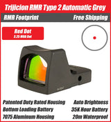 Trijicion RMR Type 2 Automatic Red Dot Sight Grey - 3.25 MOA - 7075 T6 Aluminum - RM01-C-700622