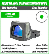 Trijicon Dual Illuminated Pistol Sight Grey - 9 MOA Green Dot - 7075 T6 Aluminum - RM05-C-700208