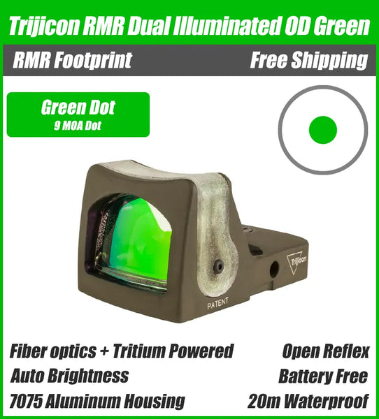 Trijicon Dual Illuminated Pistol Sight OD Green - 9 MOA Green Dot