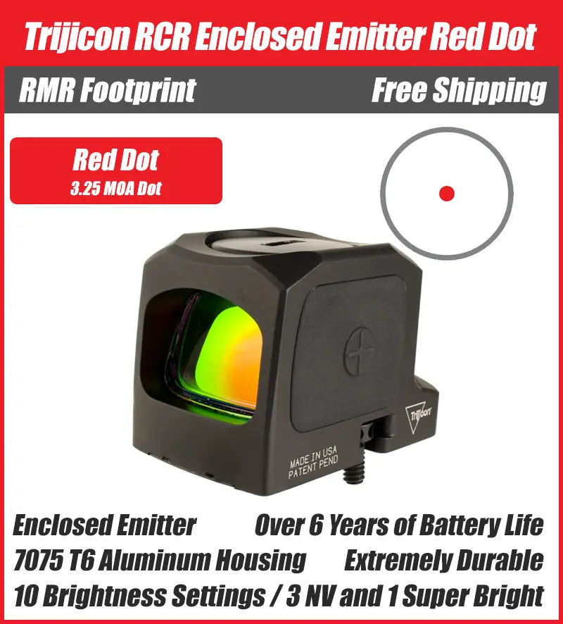 Trijicon RCR 3.25 MOA Red Dot Sight - RMR Footprint - Enclosed Emitter