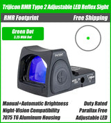 Trijicon RMR Type 2 Adjustable LED Green Dot Sight - 7075 T6 Aluminum - 3.25 MOA