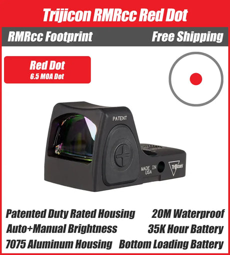 Trijicon RMRcc Micro Red Dot Sight Black - 7075 T6 Aluminum - Available in 3.25 and 6.5 MOA Versions