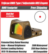 Trijicon RMR HRS Type 2 Adjustable Red Dot Sight Coyote Brown - 7075 T6 Aluminum - 3.25 MOA