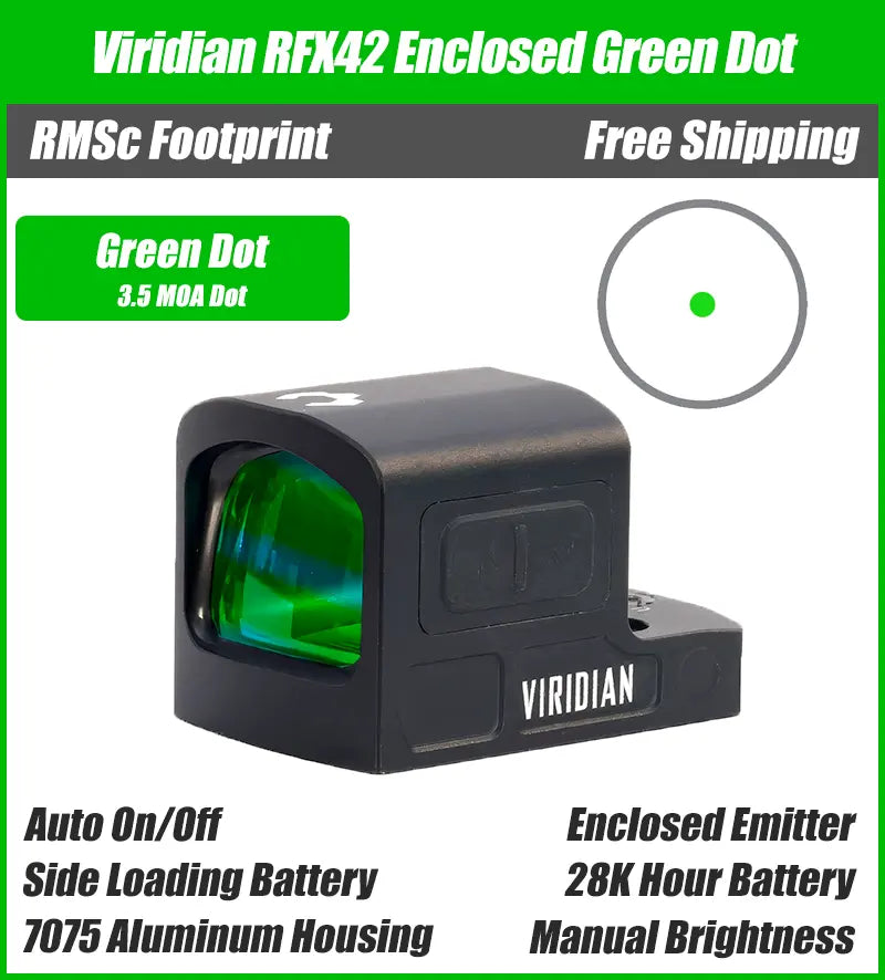 Viridian RFX42 RMSc Closed Emitter Green Dot – 3.5 MOA