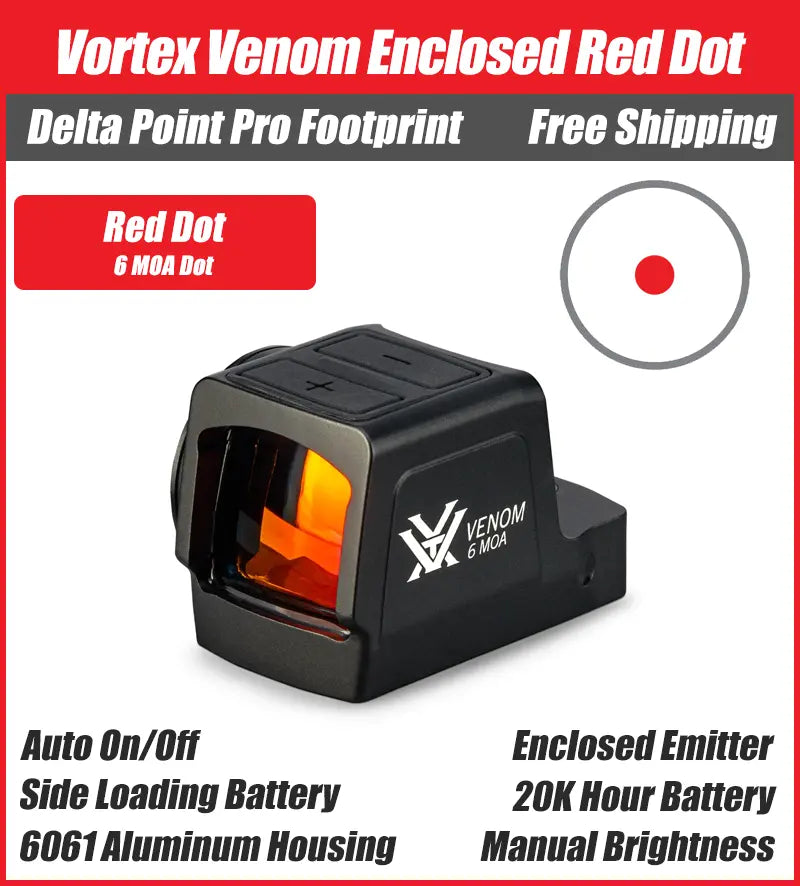 Vortex Venom Enclosed Red Dot, DPP Footprint, 3/6MOA Red Dot