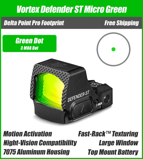 Vortex Defender-ST Red Dot/Green Dot DPP Footprint, 3MOA/6MOA Red Dot, DFST-MRD3, DFST-MRD6