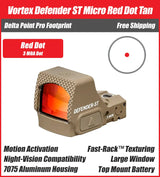 Vortex Defender ST FDE 3 MOA Red Dot, DPP Footprint, DFST-MRD3-T