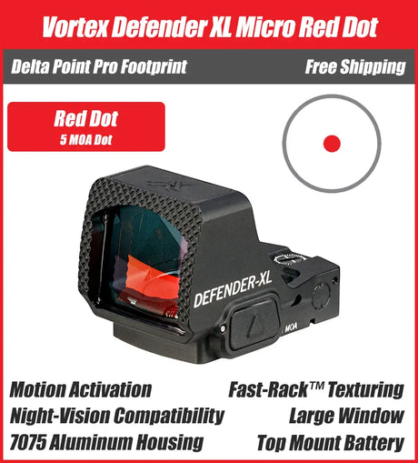Vortex Defender XL - Micro Red Dot, 2/3/5/8MOA Red Dot - DFXL-MRD2, DFXL-MRD5, DFXL-MRD8, DFXL-MGD3