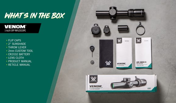 Vortex VENOM 1-6X24 SFP Riflescope, 1x-6x Magnification, AR-BDC3