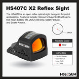 Holosun 407C X2, 2 MOA Red Dot, RMR Footprint, Side Battery, Solar Failsafe - HS407C-X2