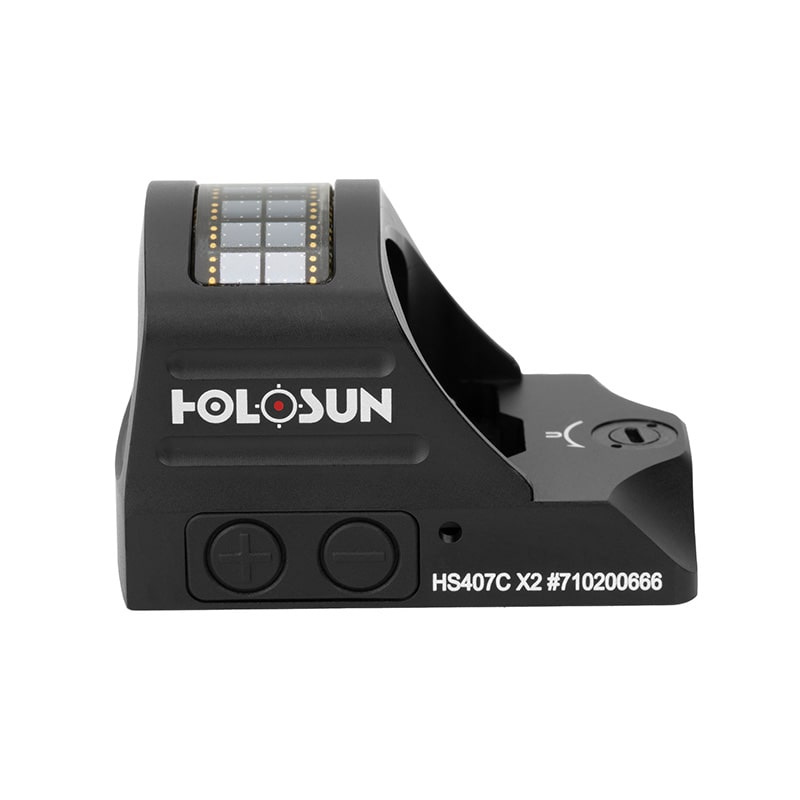 Holosun 407C X2, 2 MOA Red Dot, Side Battery, Solar Failsafe - HS407C-X2