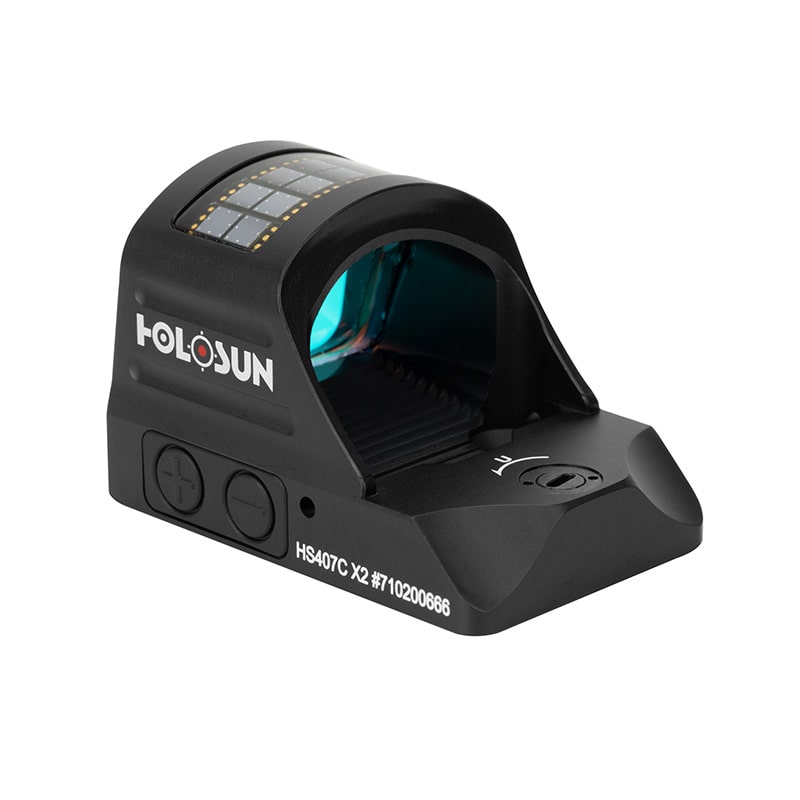 Holosun 407C X2, 2 MOA Red Dot, RMR Footprint, Side Battery, Solar Failsafe - HS407C-X2