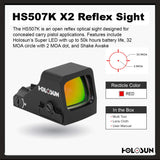 Holosun 507K X2 Red Dot, 32 MOA Ring & 2 MOA Red Dot, K Series Footprint (Modified RMSc), MRS Reticle, Side Battery - HS507K-X2