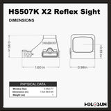 Holosun 507K X2 Red Dot, 32 MOA Ring & 2 MOA Red Dot, K Series Footprint (Modified RMSc), MRS Reticle, Side Battery - HS507K-X2