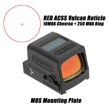 Holosun 509 ACSS Vulcan Red Dot w/ Glock MOS Mounting Plate, Fits Glock MOS Slide (not 43X/48) - HE509-RD-ACSS-M