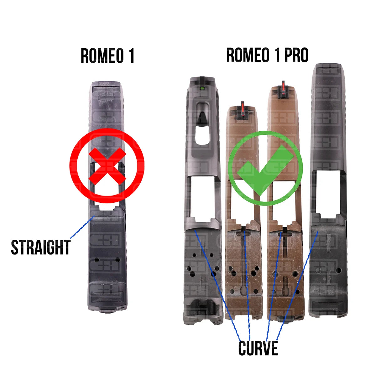 Sig P320 Romeo 1 Pro Cut Slide with or without Rear Dovetails Attached to Holosun 407K,507K,EPS,EPS Carry Adapter Plate - CHPWS -  SGRX-HOLOk