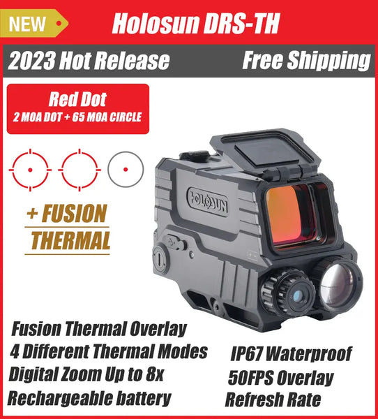 Holosun DRS-TH Integrated, Thermal Vision, 65 MOA Ring & 2 MOA Red Dot ...